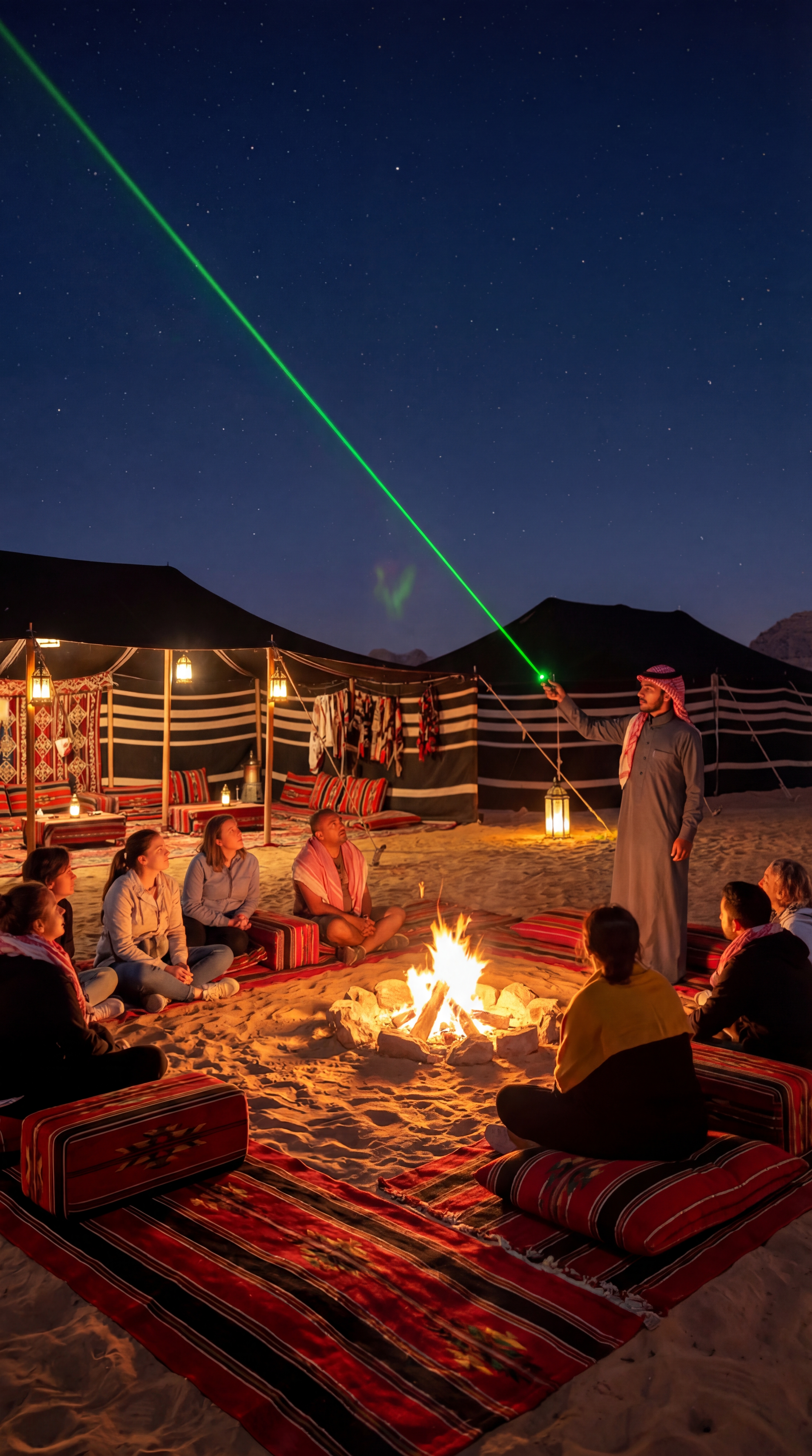 Yousef guiding tourists under the stars